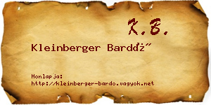 Kleinberger Bardó névjegykártya
